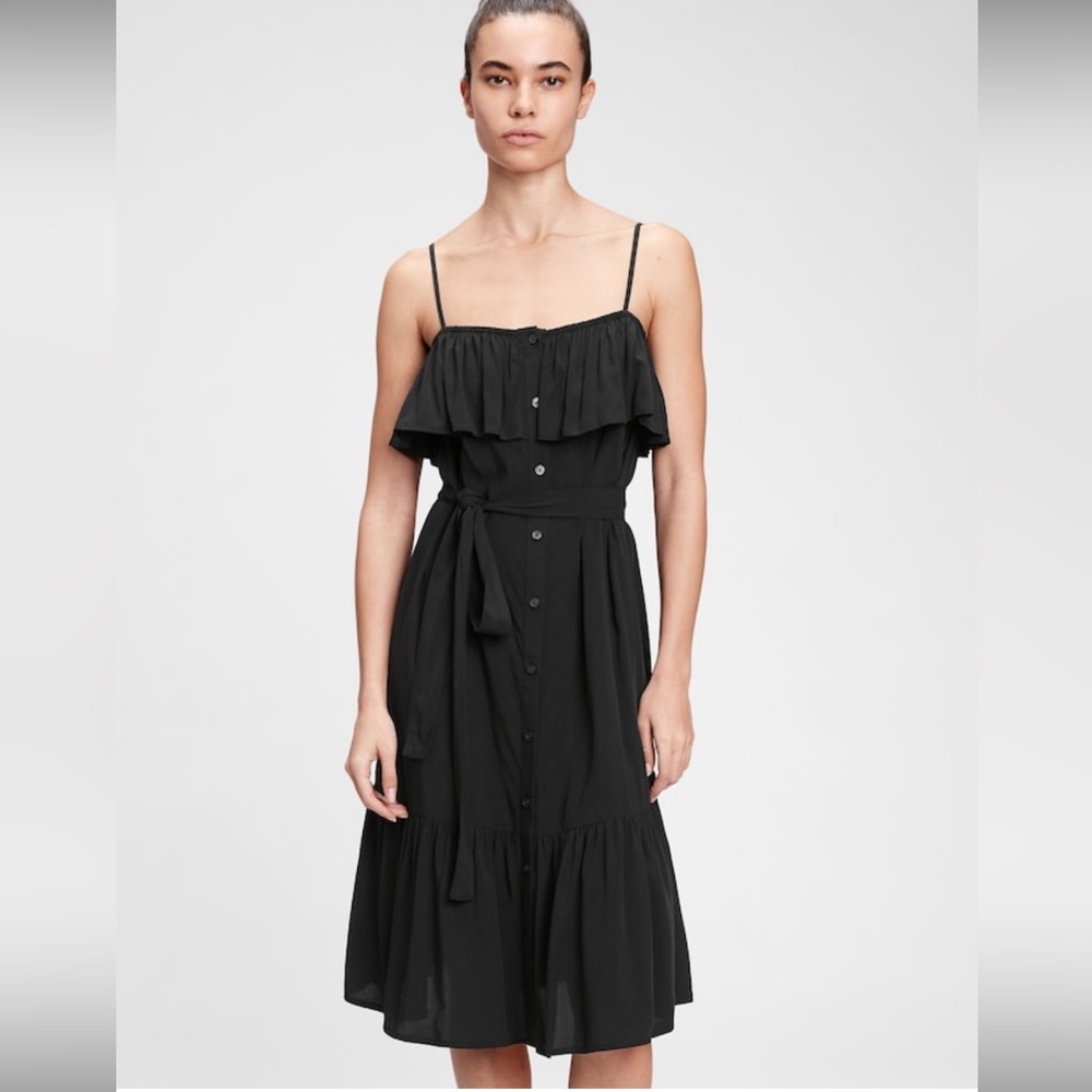 NWT GAP black ruffle cami dress